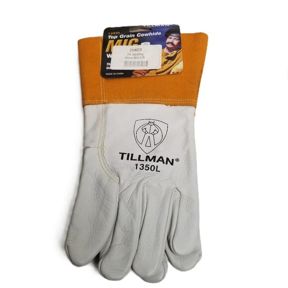 Tillman 1350L MIG Welding Gloves Size Large Top Grain Cowhide Leather Pearl Gold - Picture 1 of 3